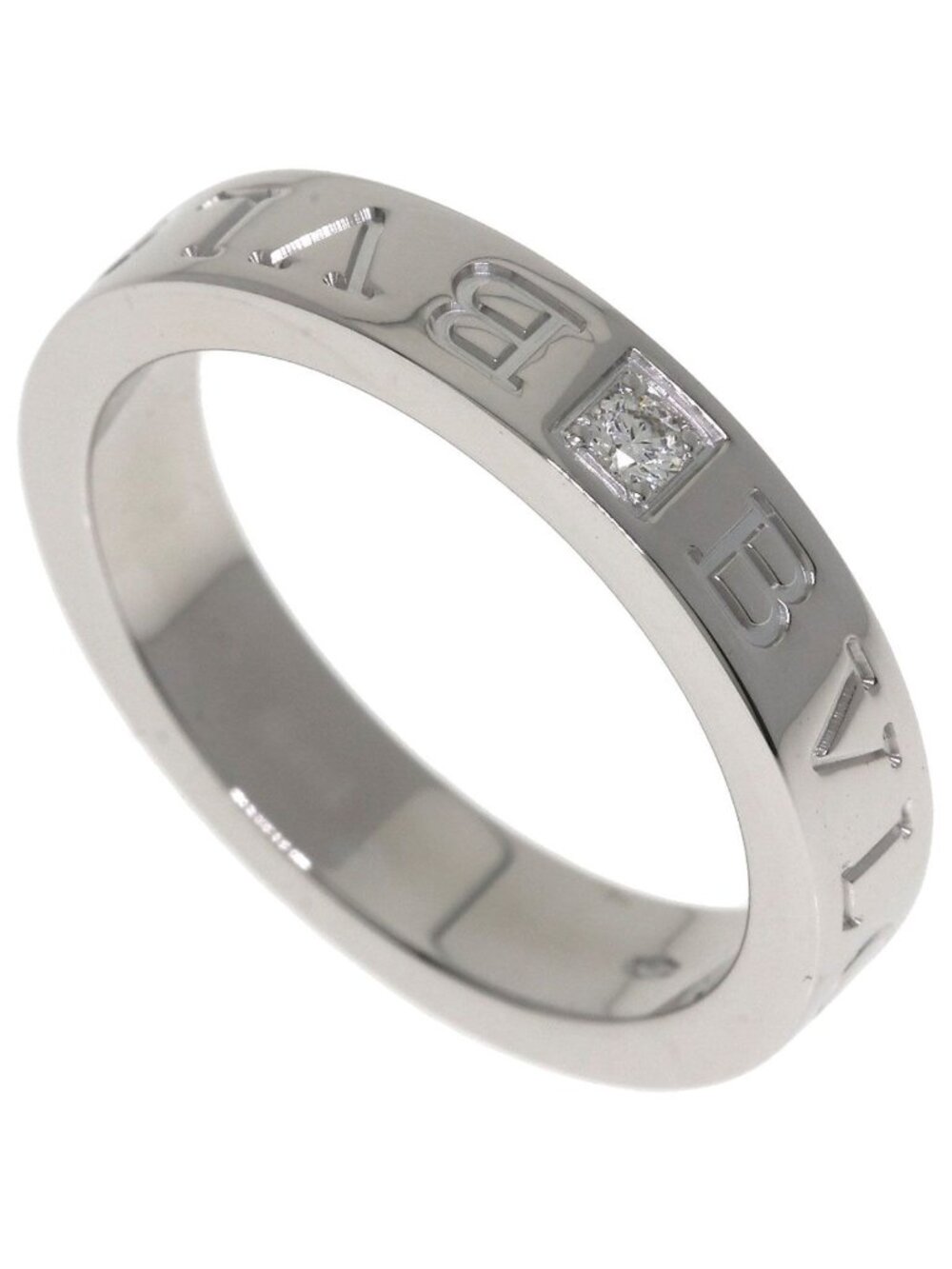Bvlgari Double Logo Diamond Ring 18k White Gold